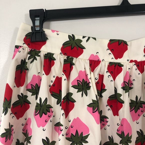 Boden Layla Sateen Cotton Ivory Strawberry Pop Midi Skirt. Women’s Size 6 - Picture 4 of 16
